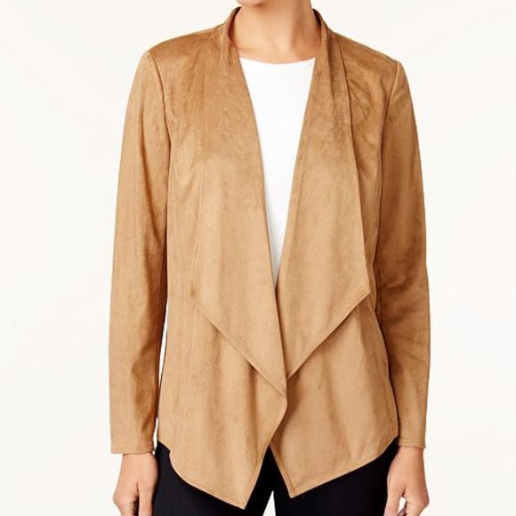 JM Collection Tops - Open-Front Moleskin Jacket